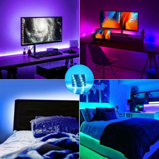 1-5M 5050 RGB USB LED Strip Light Colour Changing + 44 Keys IR Remote Control Christmas Decorations Lights