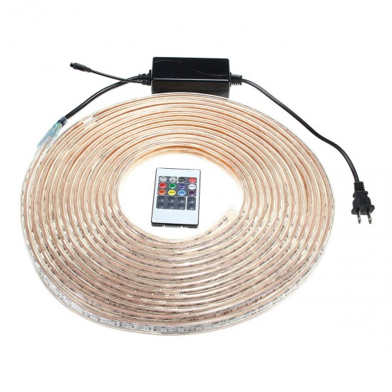 10/15M SMD5050 LED RGB Flexible Rope Outdoor Waterproof Strip Light + Plug + Remote Control AC110V