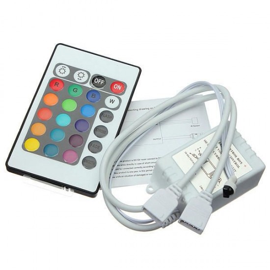 10M SMD2835 Non-Waterproof 600 LED RGB Strip Flexible Tape Light Kit + 24 Keys Controller DC12V