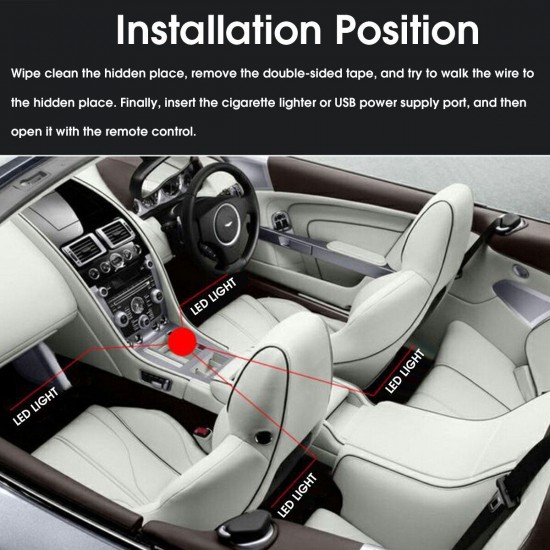 12/18LED RGB Car Interior Atmosphere Footwell Strip Light Sound Controll USB/APP