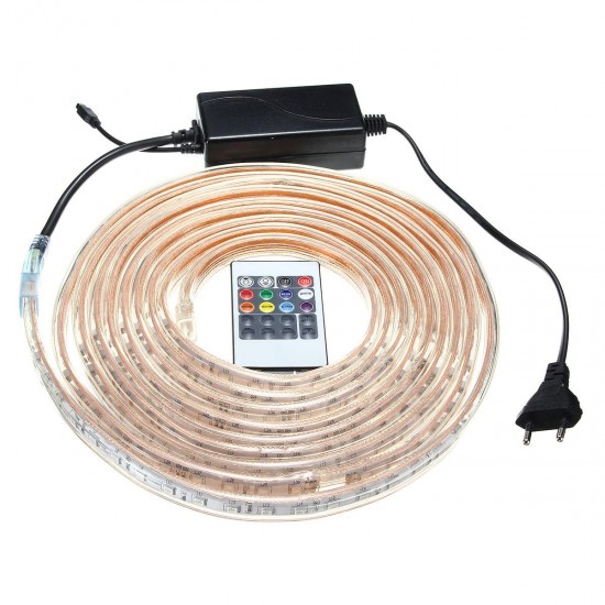 1/2/3/5M SMD5050 LED RGB Flexible Rope Outdoor Waterproof Strip Light + Plug + Remote Control AC220V