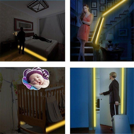1.5M 3M Motion Activated Sensor Flexible LED Strip Light Bed Night Lamp with Switch EU Plug DC12V 1.5M 3M Motion Activated Sensor Flexible LED Strip Light Bed Night Lamp with Switch EU Plug DC12V