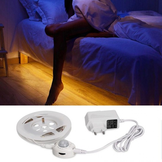 1.5M 7.2W SMD3528 Waterproof Motion Sensor Timer Adjustable Warm White LED Strip Light DC12V