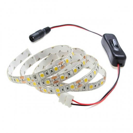 1M Flexible Waterproof 60 LED SMD5050 Strip Light Set with Switch and DC12V Power Adapter