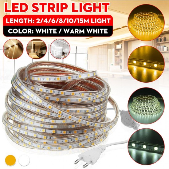 2/4/6/8/10/15M AC220V 5050 LED Strip Rope Light Waterproof Garden Kitchen Home Decoration Lamp With EU Plug 2/4/6/8/10/15M AC220V 5050 LED Strip Rope Light Waterproof Garden Kitchen Home Decoration Lamp With EU Plug