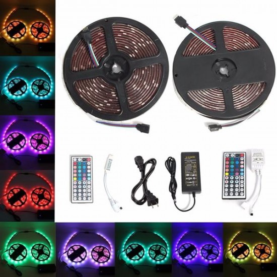 2PCS 5M 150 LEDs 5050 RGB Waterproof 44 Key Remote Control DC12V Flexible LED Strip Light Kit 2PCS 5M 150 LEDs 5050 RGB Waterproof 44 Key Remote Control DC12V Flexible LED Strip Light Kit