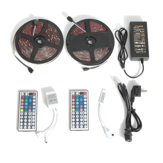 2PCS 5M 150 LEDs 5050 RGB Waterproof 44 Key Remote Control DC12V Flexible LED Strip Light Kit
