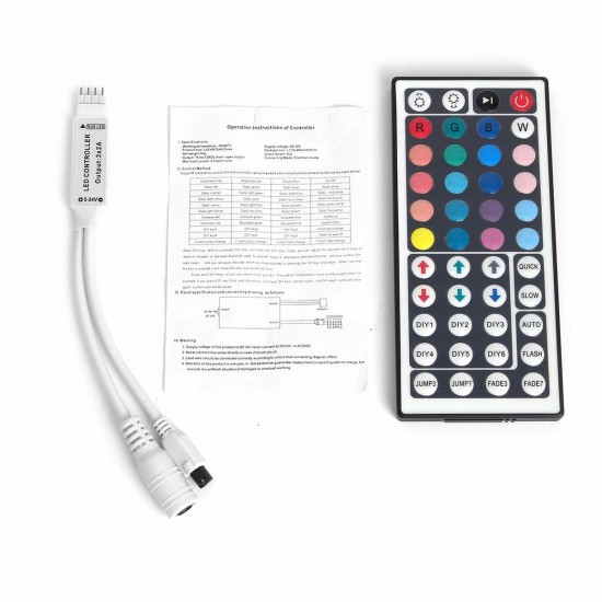 2PCS 5M 150 LEDs 5050 RGB Waterproof 44 Key Remote Control DC12V Flexible LED Strip Light Kit