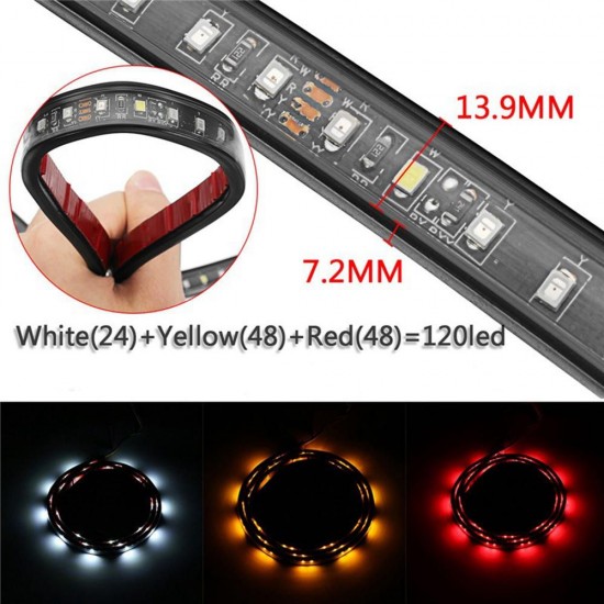 48 Inch DC9-24V Three Color LED Strip Light Car Tailgate Pickup Turn Signal Reverse Brake Lamp