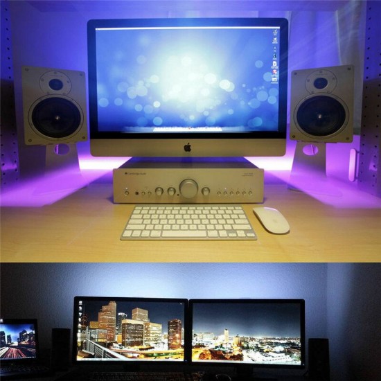 4x50cm USB LED Strip Light 5050 RGB Multi Color Mood Light TV Backlight Background Decoration w/Remote