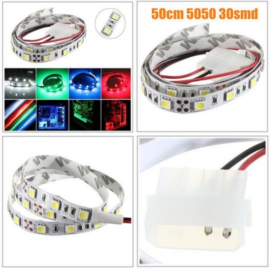 50CM SMD 5050 Non-Waterproof LED Flexible Strip Light PC Computer Case Adhesive Lamp