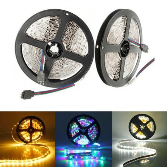 5M 300LED Strip Light SMD3528 Warm White Pure White RGB Flexible Indoor Home Lighting Non-Waterproof DC12V