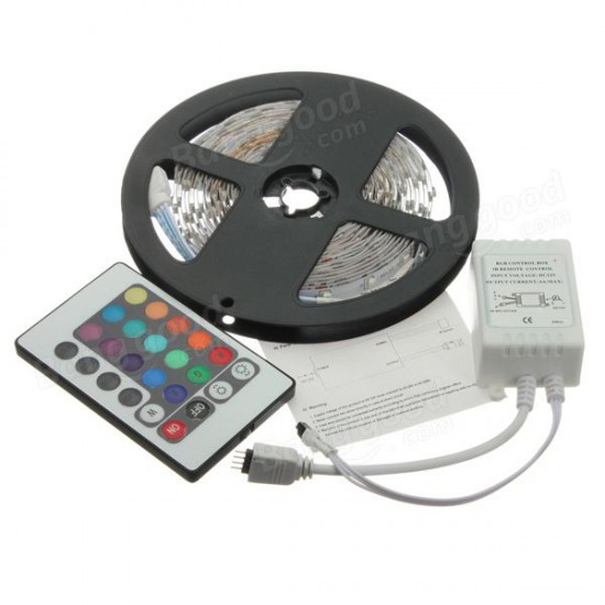 5M 3528 SMD RGB Non-Waterproof 300 LED Strip Light 12V DC