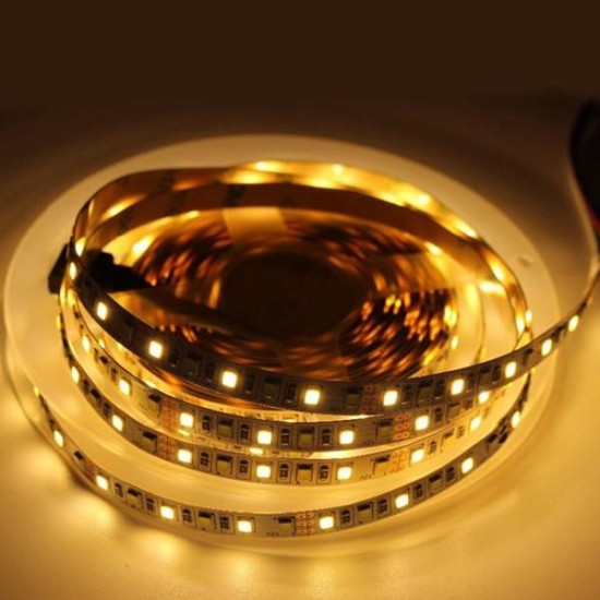 5M 4 Pins SMD2835 Non-Waterproof Double Color Warm White Pure White LED Strip Light DC12V