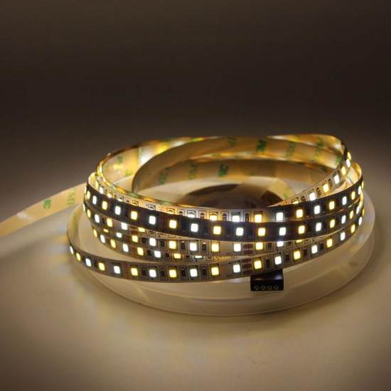 5M 4 Pins SMD2835 Non-Waterproof Double Color Warm White Pure White LED Strip Light DC12V