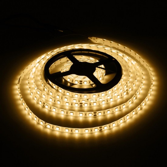 5M 60W 5050 SMD Waterproof 300LEDs Strip Light Pure White Warm White for Home Decor DC24V