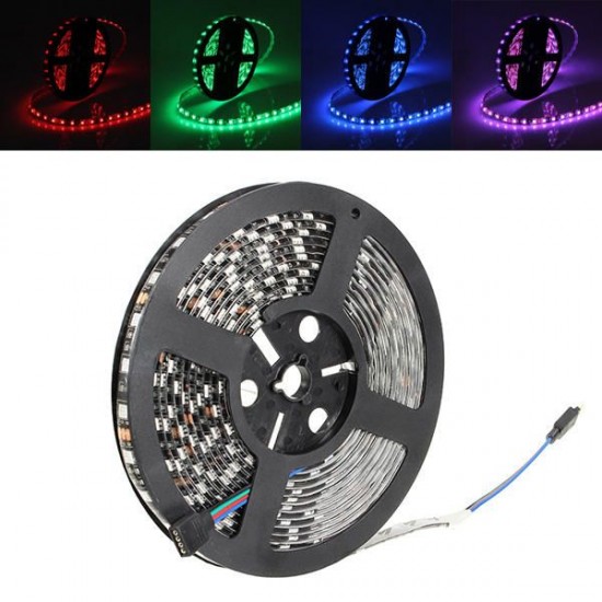 5M 72W Black PCB SMD 5050 Non-Waterproof RGB 300 LED Strip Light Lamp For Decor Lighting DC 12V