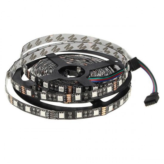 5M 72W Black PCB SMD 5050 Non-Waterproof RGB 300 LED Strip Light Lamp For Decor Lighting DC 12V