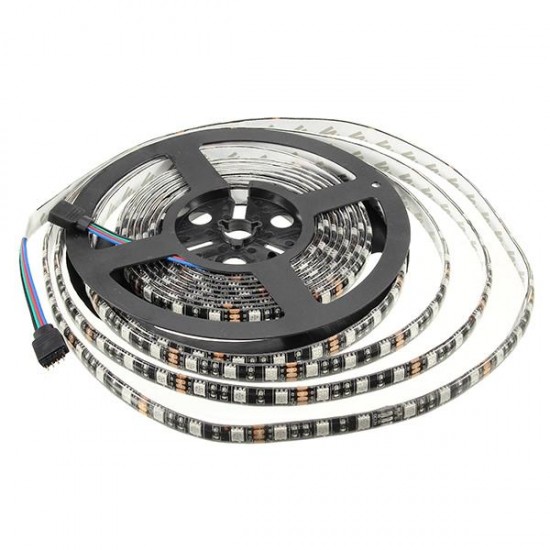 5M 72W Black PCB SMD 5050 Waterproof IP65 RGB 300 LED Strip Light Lamp For Decor Lighting DC 12V