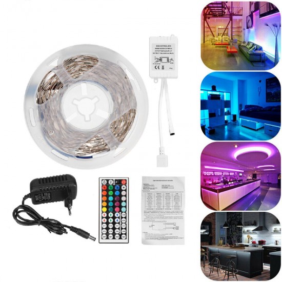 5M RGB 5050 NOT Waterproof LED Strip Light SMD With 44 Key Remote Controller