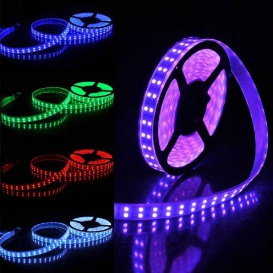 5M RGB SMD5050 Waterproof 600 LED Double Row Tube Flexible Strip Light Rope Lamp DC12V