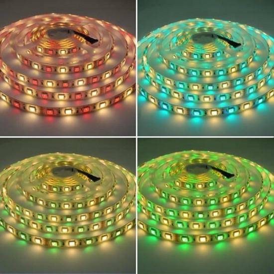 5M SMD 5050 300 LED Waterproof RGBWW Strip Flexible Tape Light Christmas Home Decoration Lamp DC12V