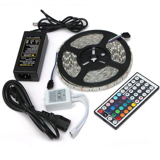 5M SMD 5050 RGB Waterproof 300 LED Strip Light 44 Key Controller 12V