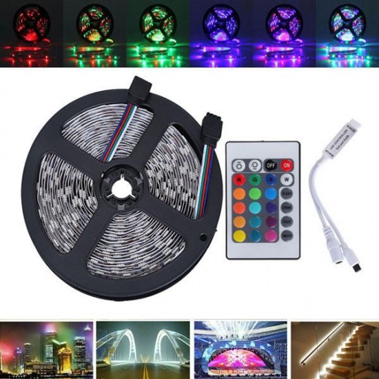 5M SMD2835 Waterproof 300 LED RGB Flexible Strip Light + Mini 24 Keys IR Remote Controller DC12V 5M SMD2835 Waterproof 300 LED RGB Flexible Strip Light + Mini 24 Keys IR Remote Controller DC12V