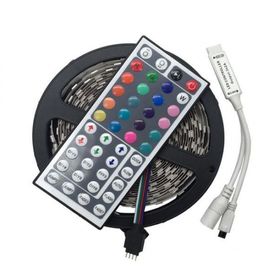 5M SMD3528 Non-waterproof RGB 300 LED Strip Light Flexible String Lamp + 44 Keys Controller DC12V 5M SMD3528 Non-waterproof RGB 300 LED Strip Light Flexible String Lamp + 44 Keys Controller DC12V
