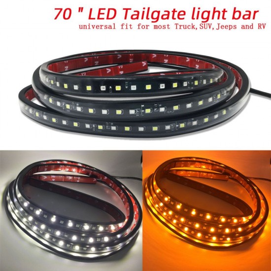70inch LED Tailgate Strip Lights Side Light White Amber Light Pedal Light Warning Light for Truck SUV RV