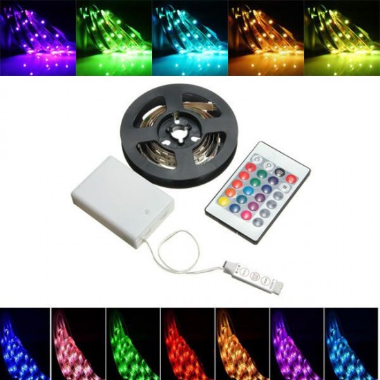 Battery Powered RGB Non-Waterproof LED Flexible Tape Rope Strip Light Kit + IR Remote DC5V Battery Powered RGB Non-Waterproof LED Flexible Tape Rope Strip Light Kit + IR Remote DC5V