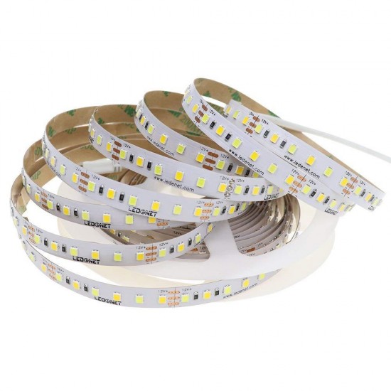 DC12V 5M 72W SMD2835 CCT Non-waterproof Warm White+Pure White Dual Color Flexible 600LED Strip Light