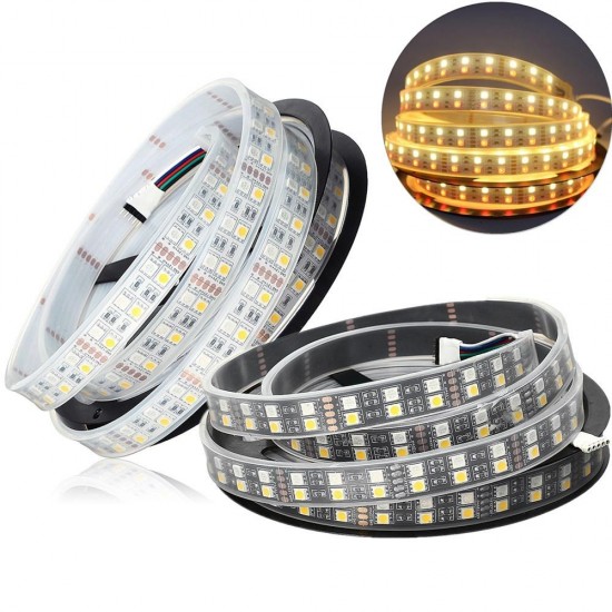 DC12V Double Rows Waterproof IP67 Flexible 5050 RGBWW 5M 600LED Strip Light for Indoor Outdoor Camping Home Decoration