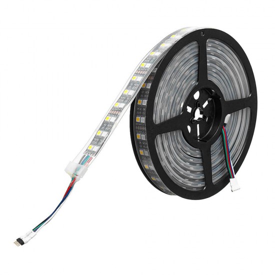 DC12V Double Rows Waterproof IP67 Flexible 5050 RGBWW 5M 600LED Strip Light for Indoor Outdoor Camping Home Decoration