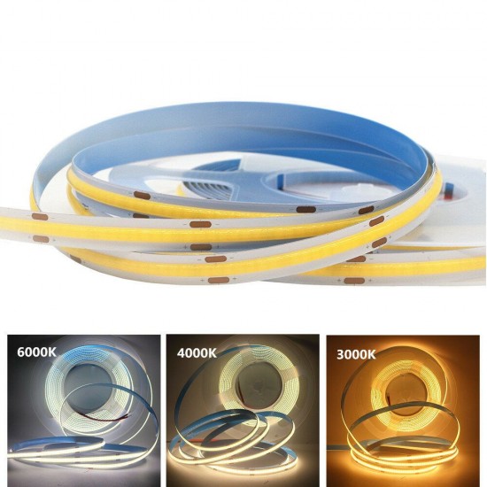 DC12V/24V 480LED COB Strip Light RA90 IP20 3000K/4000K/6000K Flexible Ribbon Tape Lamp for Indoor Home Decoration