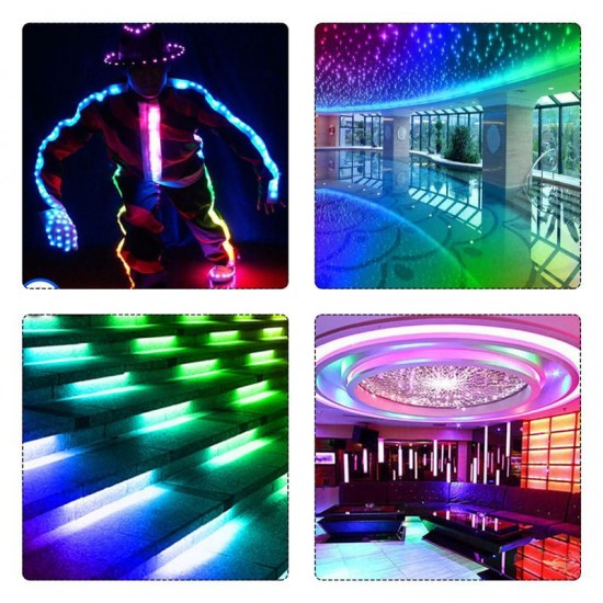 DC5V 1M 144LED WS2812B 5050SMD Built-In IC IP20 RGB LED Strip Light for Indoor KTV Hotel Bar Home