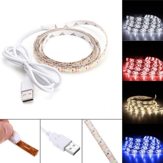 DC5V 1M USB Pure White Warm White Red Blue 2835 SMD Waterproof LED Strip Backlight for Home