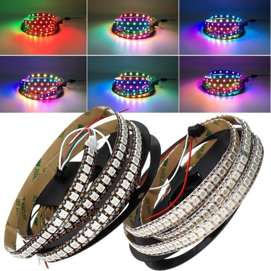 DC5V 2M WS2812B 144LED/M 12MM Width IP20 White/Black Board Individual Addressable RGB LED Strip Light