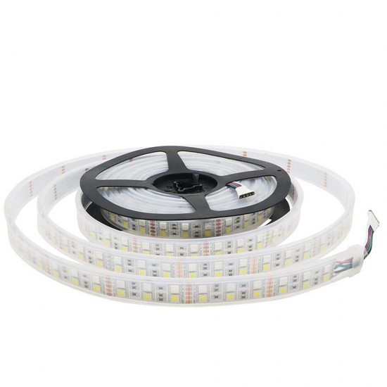 Double Row RGBW Waterproof 5050 5M Black White PCB 600LED Tape Strip Light DC12V With Silicone Tube for Outdoor Courtyard