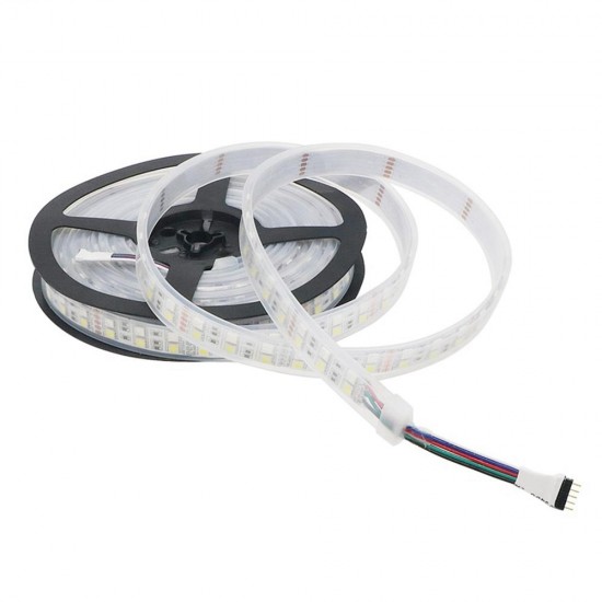 Double Row RGBW Waterproof 5050 5M Black White PCB 600LED Tape Strip Light DC12V With Silicone Tube for Outdoor Courtyard