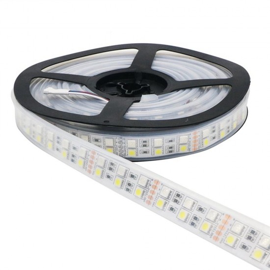 Double Row RGBW Waterproof 5050 5M Black White PCB 600LED Tape Strip Light DC12V With Silicone Tube for Outdoor Courtyard