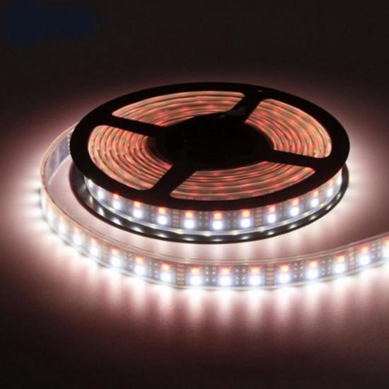 Double Row RGBW Waterproof 5050 5M Black White PCB 600LED Tape Strip Light DC12V With Silicone Tube for Outdoor Courtyard