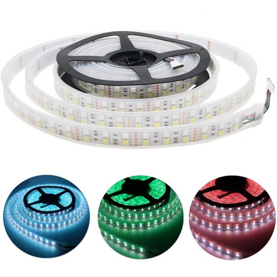 Double Row RGBW Waterproof 5050 5M Black White PCB 600LED Tape Strip Light DC12V With Silicone Tube for Outdoor Courtyard Double Row RGBW Waterproof 5050 5M Black White PCB 600LED Tape Strip Light DC12V With Silicone Tube for Outdoor Courtyard