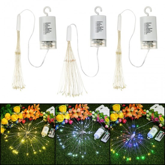 Hanging LED Firework Fairy String Light 8Modes Remote Home Party Wedding Decor