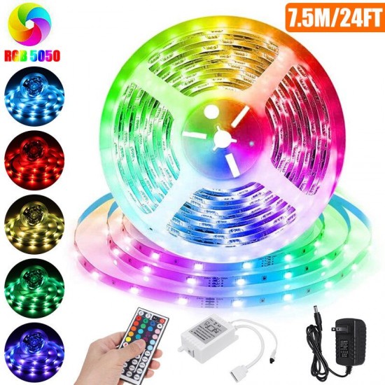 RGB LED Light Strip with 24/44Key Remote Controller 5050 SMD Cuttable Linkable Christmas Decorations Clearance Christmas Lights