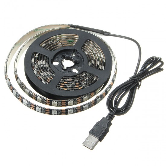 Waterproof 5050 USB Black TV PC Background RGB LED Strip Light Xmas Decor+ Remote DC5V