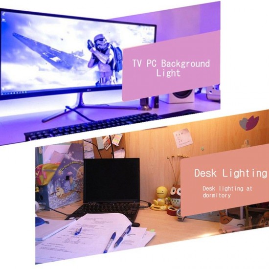 Waterproof USB DC5V SMD5050 Tape TV Background RGB LED Strip Light with Remote Controller