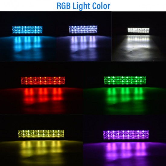 108W 9 Inch RGB LED Work Light Bar Driving Fog Lamp 10-32V For 4WD SUV Truck UTE Offroad ATV