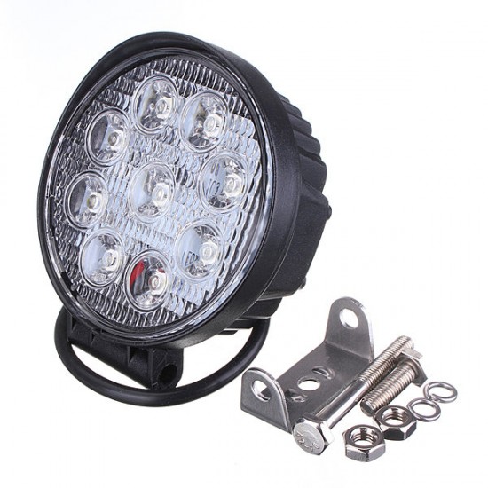 27W Car 9LED Round Work Light Bright Lamp White For Camp Truck ATV