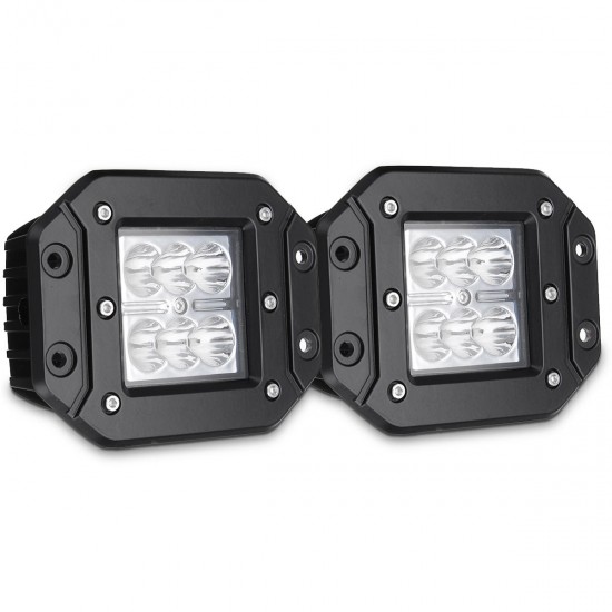 2PCS 4 Inch Flush Mount Flood Backup Reverse Rear Bumper LED Work Light For Dodge Ram 1500 2500 3500